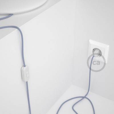 Cableado para lámpara, cable RZ07 Efecto Seda ZigZag Blanco Lila 1,8m. Elige tu el color de la clavija y del interruptor!