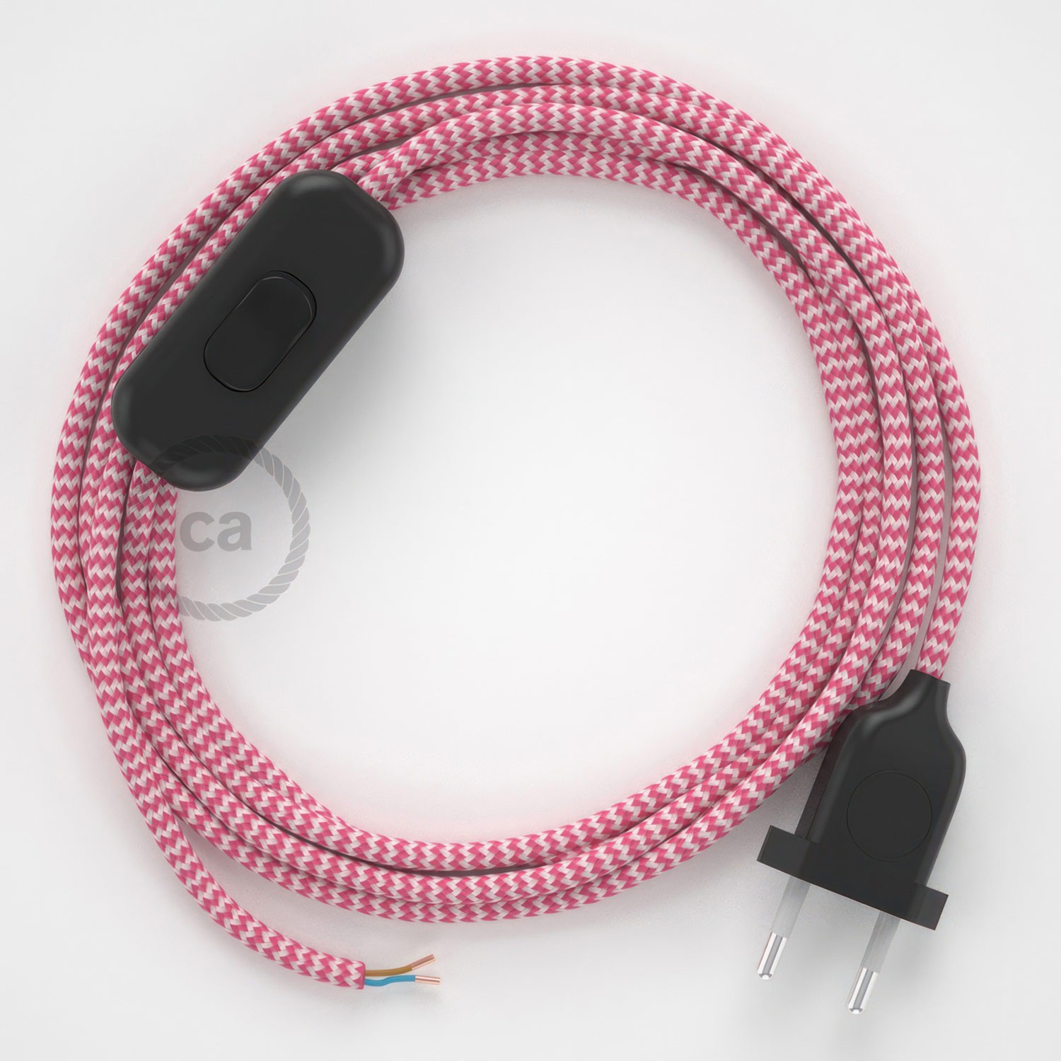 Lamp wiring, RZ08 Fuchsia ZigZag Rayon 1,80 m. Choose the colour of the switch and plug.