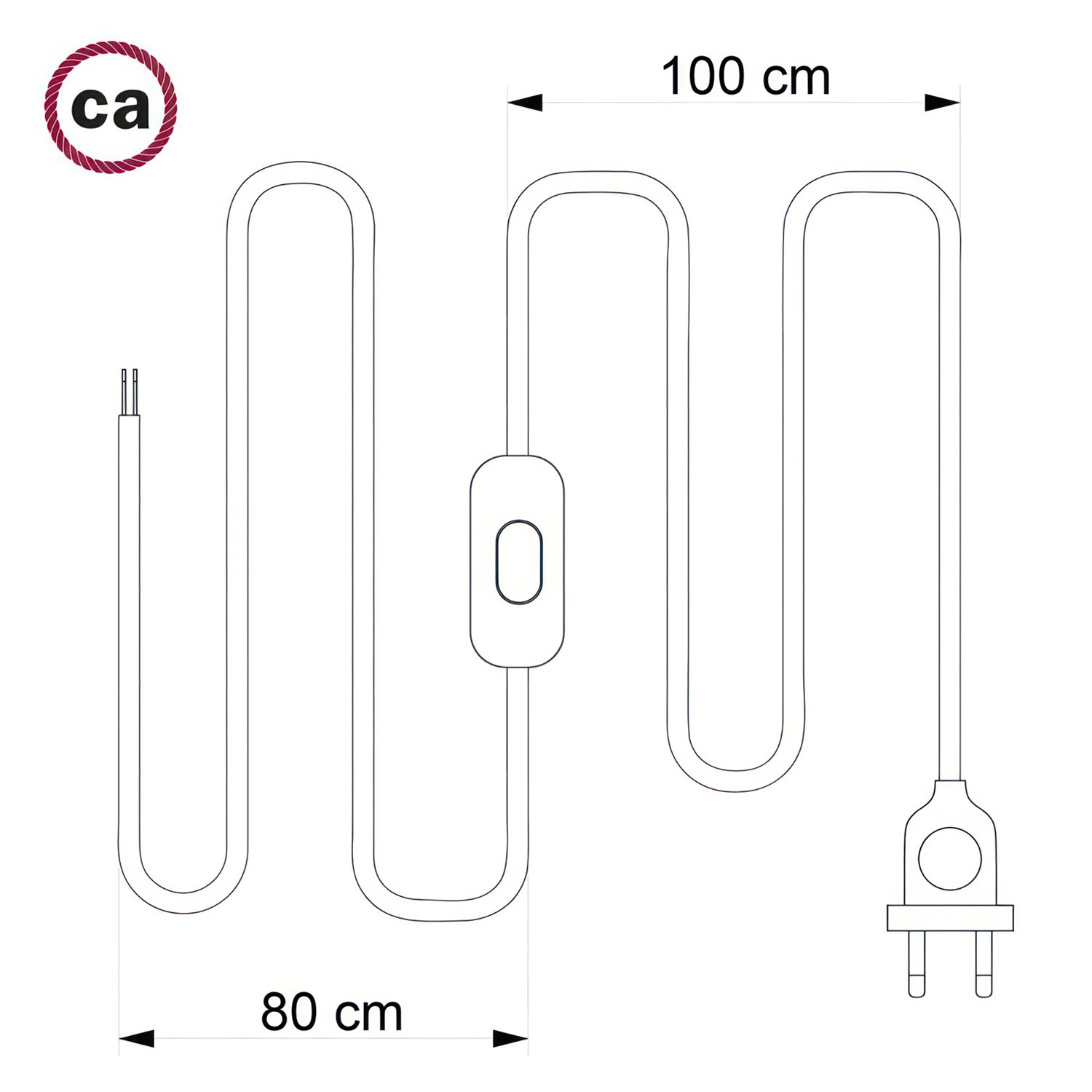 Lamp wiring, RZ08 Fuchsia ZigZag Rayon 1,80 m. Choose the colour of the switch and plug.