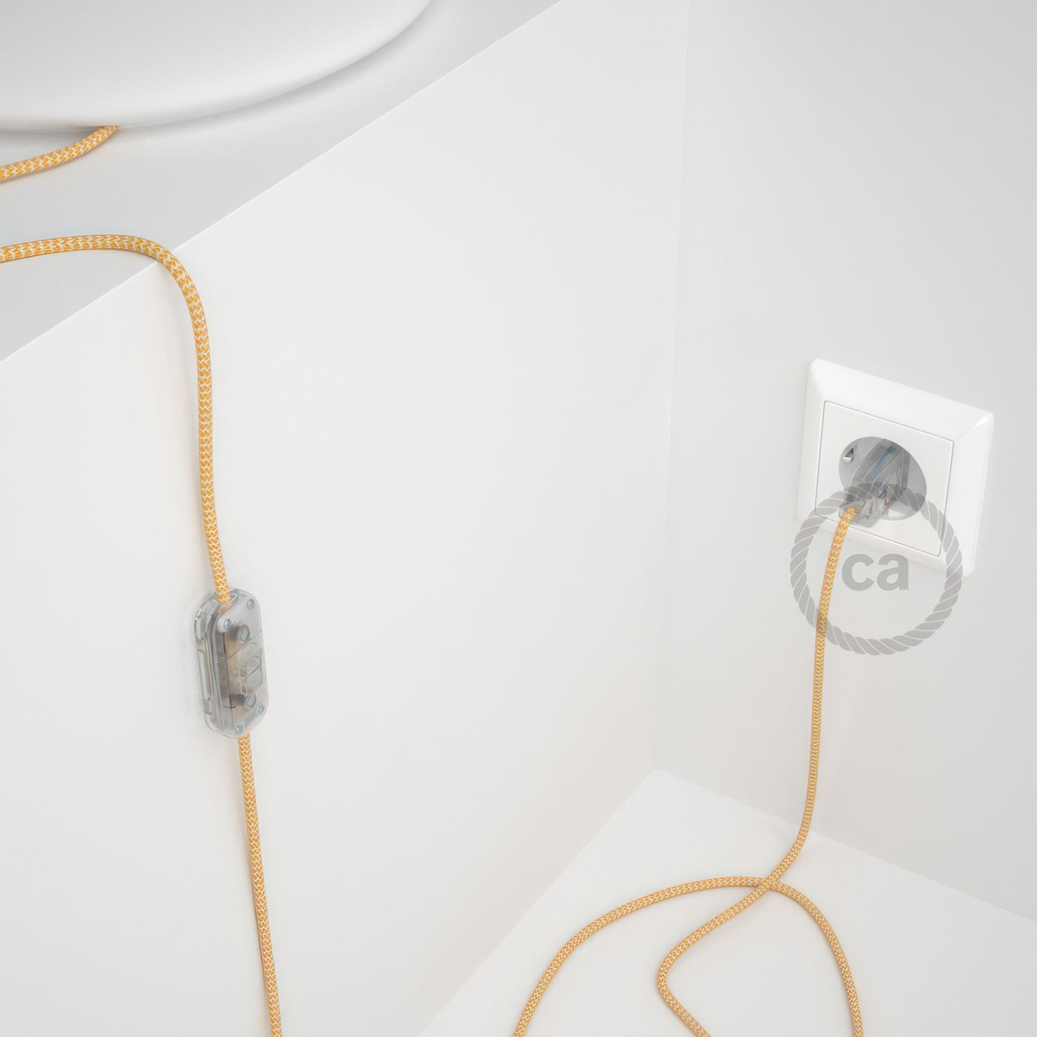 Cableado para lámpara, cable RZ10 Efecto Seda ZigZag Blanco Amarillo 1,8m. Elige tu el color de la clavija y del interruptor!
