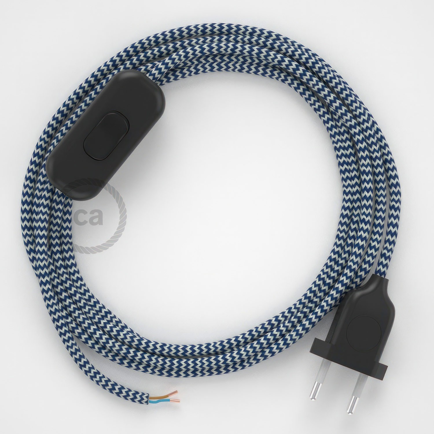 Lamp wiring, RZ12 Blue ZigZag Rayon 1,80 m. Choose the colour of the switch and plug.