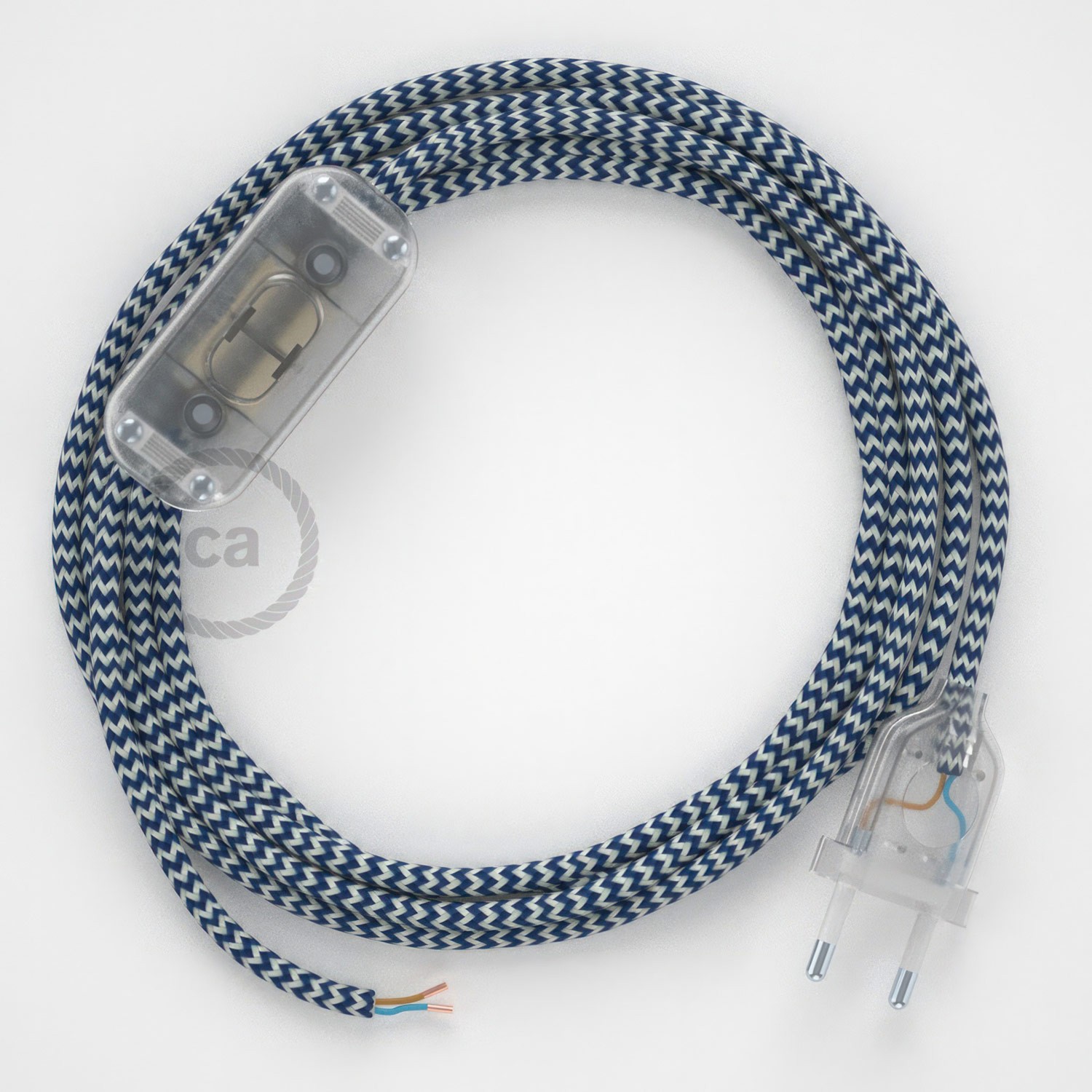 Lamp wiring, RZ12 Blue ZigZag Rayon 1,80 m. Choose the colour of the switch and plug.