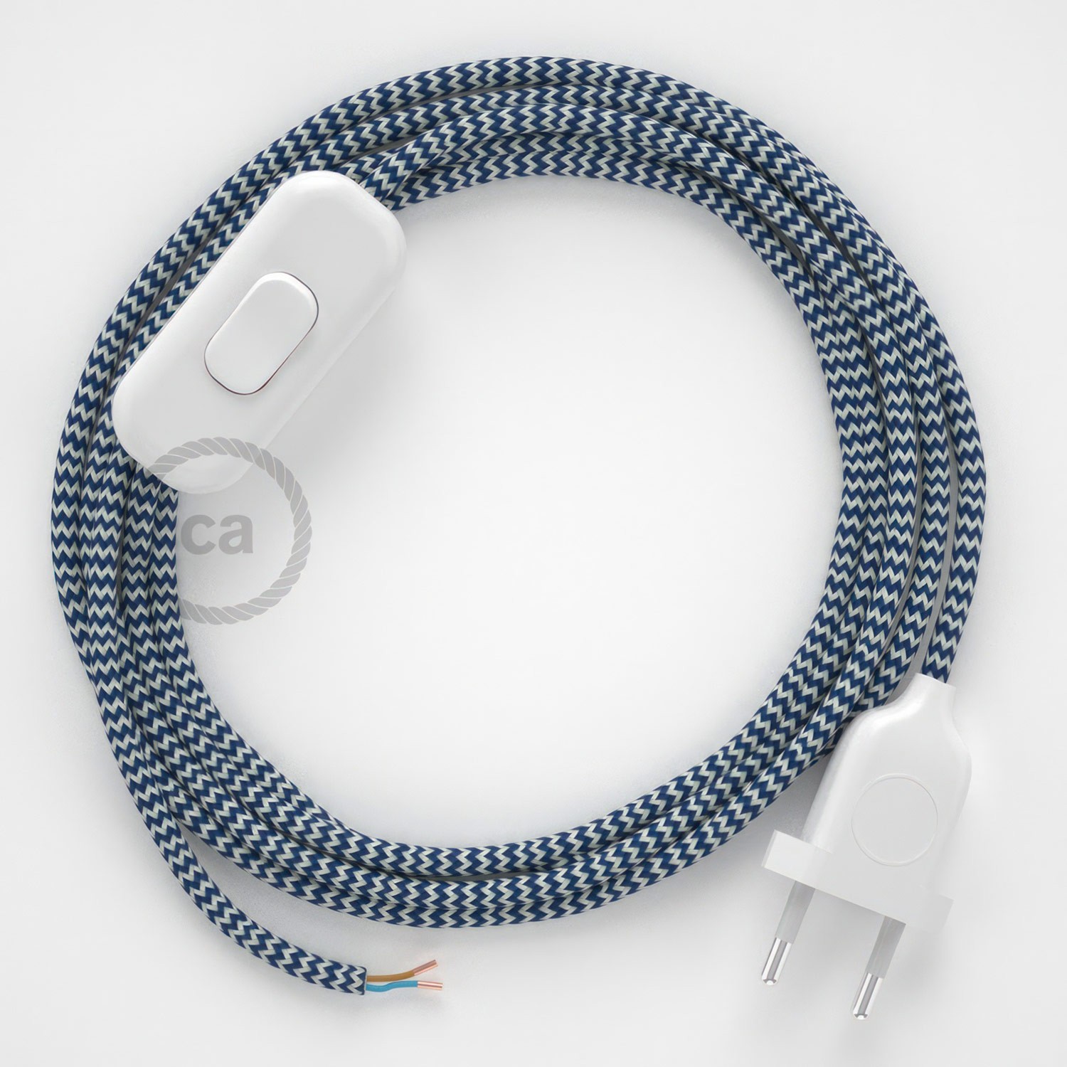 Lamp wiring, RZ12 Blue ZigZag Rayon 1,80 m. Choose the colour of the switch and plug.