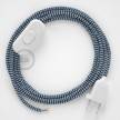 Lamp wiring, RZ12 Blue ZigZag Rayon 1,80 m. Choose the colour of the switch and plug.