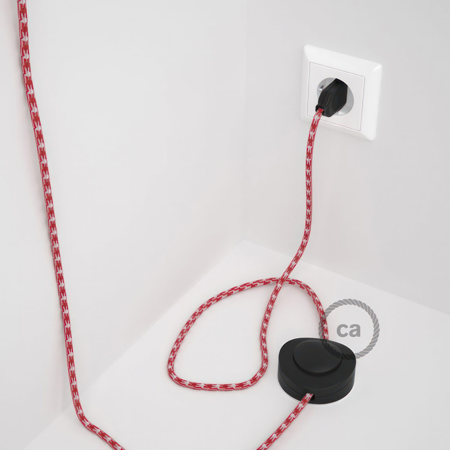 Wiring Pedestal, RP09 White Red Two-Tone Rayon 3 m. Choose the colour of the switch and plug.