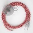 Cableado para lámpara de pie, cable RP09 Efecto Seda Bicolor Blanco-Rojo 3 m. Elige tu el color de la clavija y del interruptor!