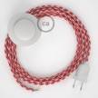 Cableado para lámpara de pie, cable RP09 Efecto Seda Bicolor Blanco-Rojo 3 m. Elige tu el color de la clavija y del interruptor!