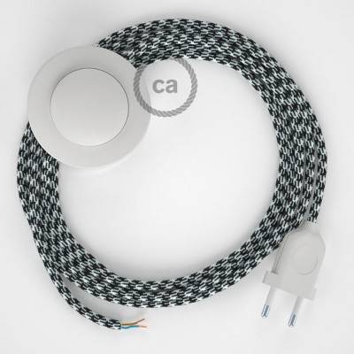 Cableado para lámpara de pie, cable RP04 Efecto Seda Bicolor Negro 3 m. Elige tu el color de la clavija y del interruptor!