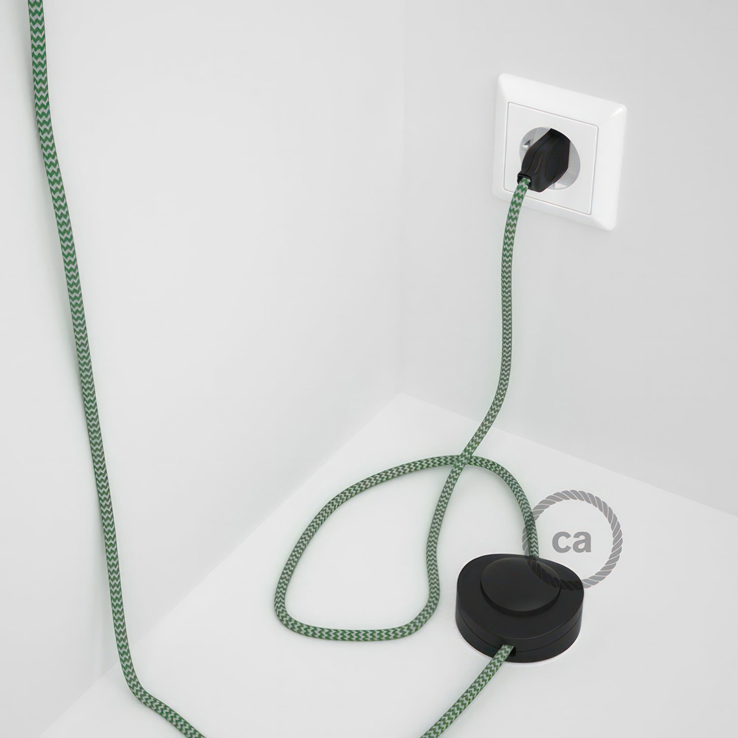 Wiring Pedestal, RZ06 Green ZigZag Rayon 3 m. Choose the colour of the switch and plug.