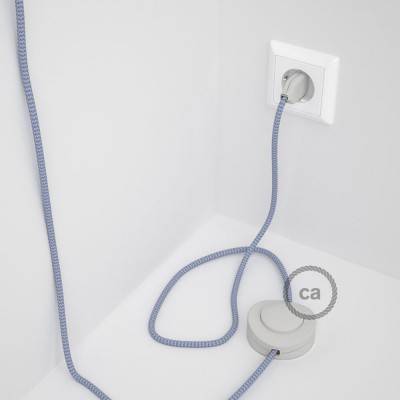 Cableado para lámpara de pie, cable RZ07 Efecto Seda ZigZag Blanco Lila 3 m. Elige tu el color de la clavija y del interruptor!