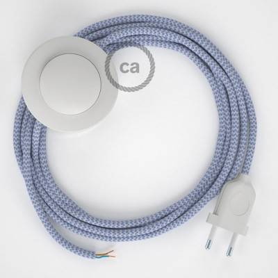 Cableado para lámpara de pie, cable RZ07 Efecto Seda ZigZag Blanco Lila 3 m. Elige tu el color de la clavija y del interruptor!
