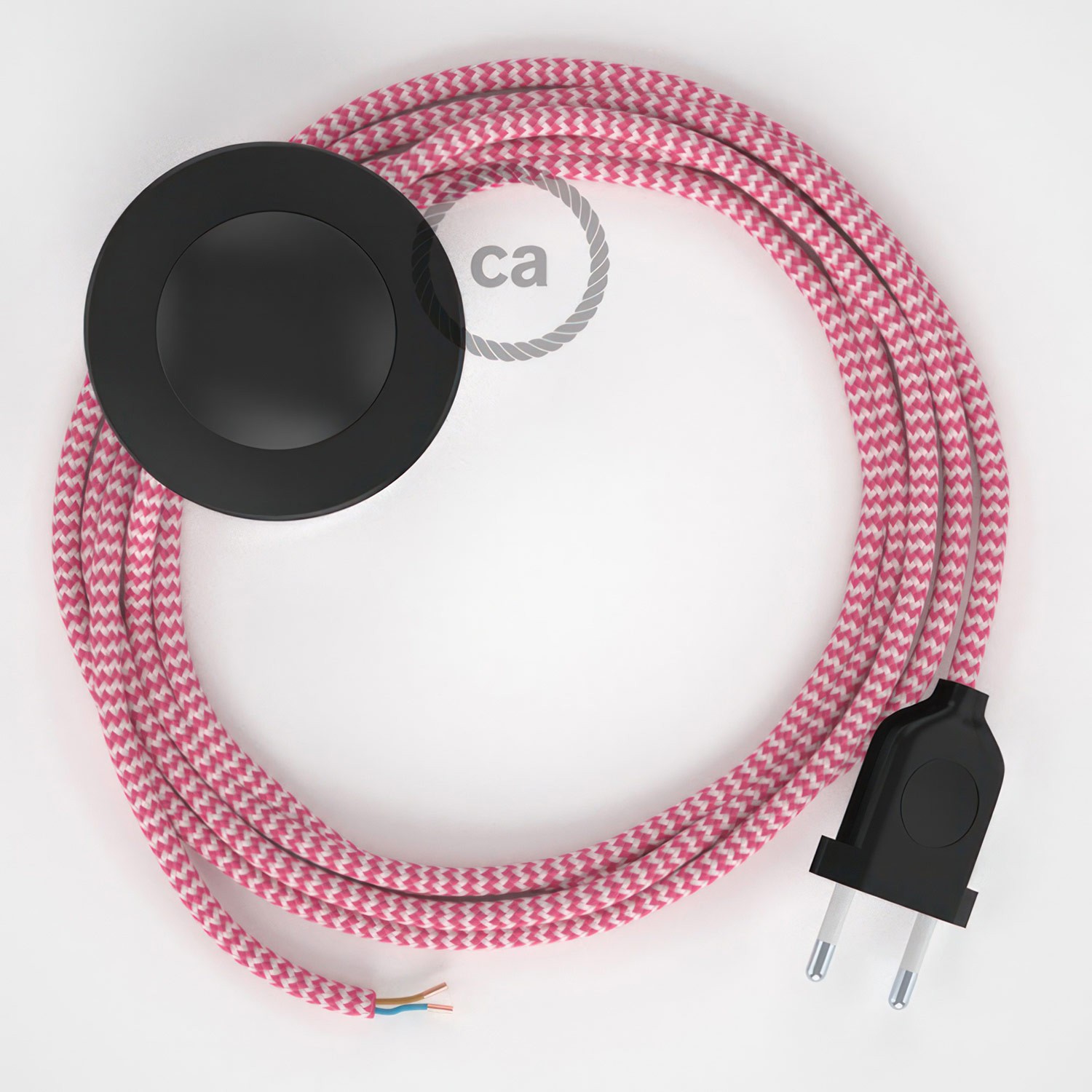 Cableado para lámpara de pie, cable RZ08 Efecto Seda ZigZag Fuchsia 3 m. Elige tu el color de la clavija y del interruptor!