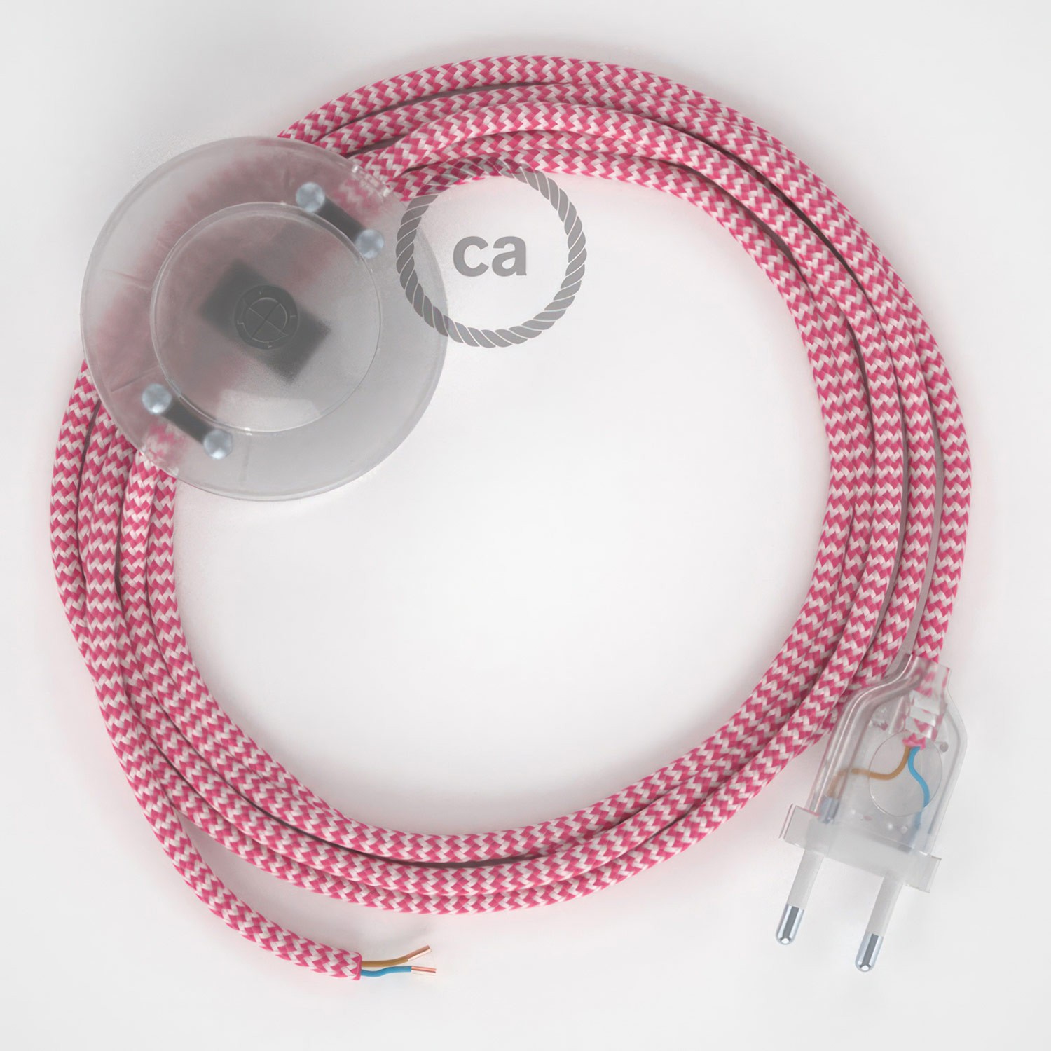 Cableado para lámpara de pie, cable RZ08 Efecto Seda ZigZag Fuchsia 3 m. Elige tu el color de la clavija y del interruptor!