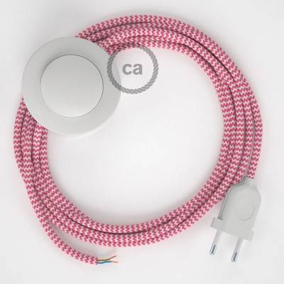 Cableado para lámpara de pie, cable RZ08 Efecto Seda ZigZag Fuchsia 3 m. Elige tu el color de la clavija y del interruptor!