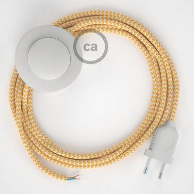 Cableado para lámpara de pie, cable RZ10 Efecto Seda ZigZag Amarillo 3 m. Elige tu el color de la clavija y del interruptor!