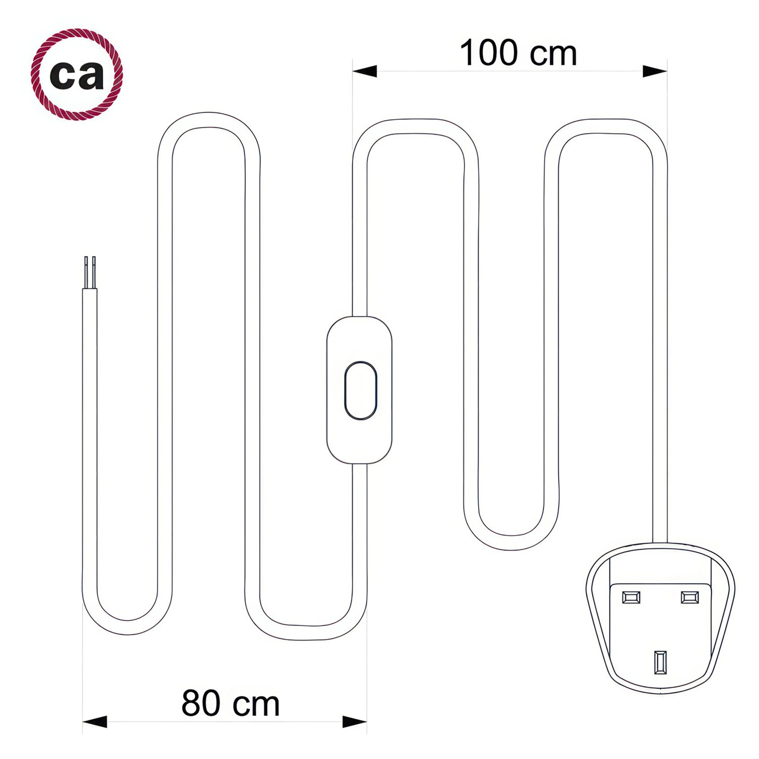 Lamp wiring, RN02 Grey Natural Linen 1,80 m.