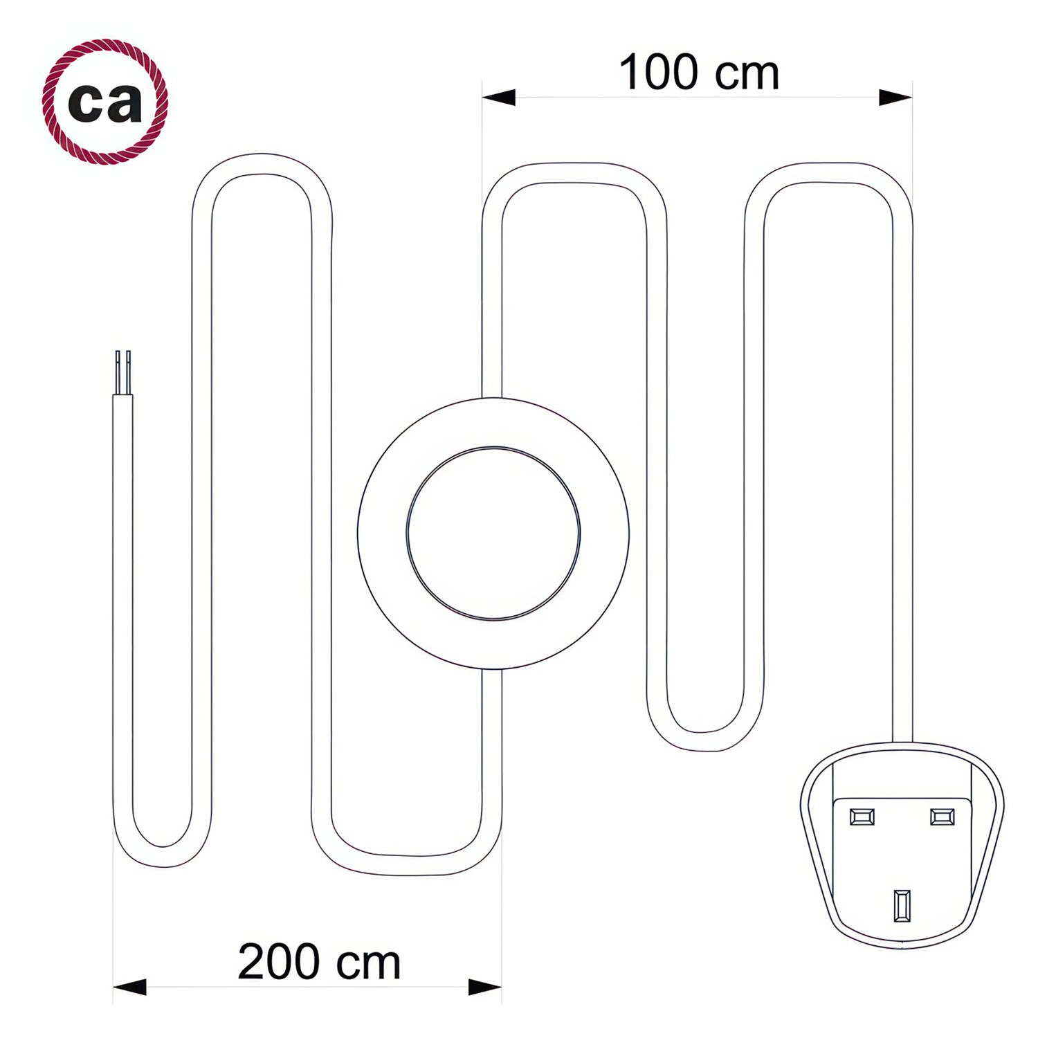 Wiring Pedestal, TM02 Silver Rayon 3 m.