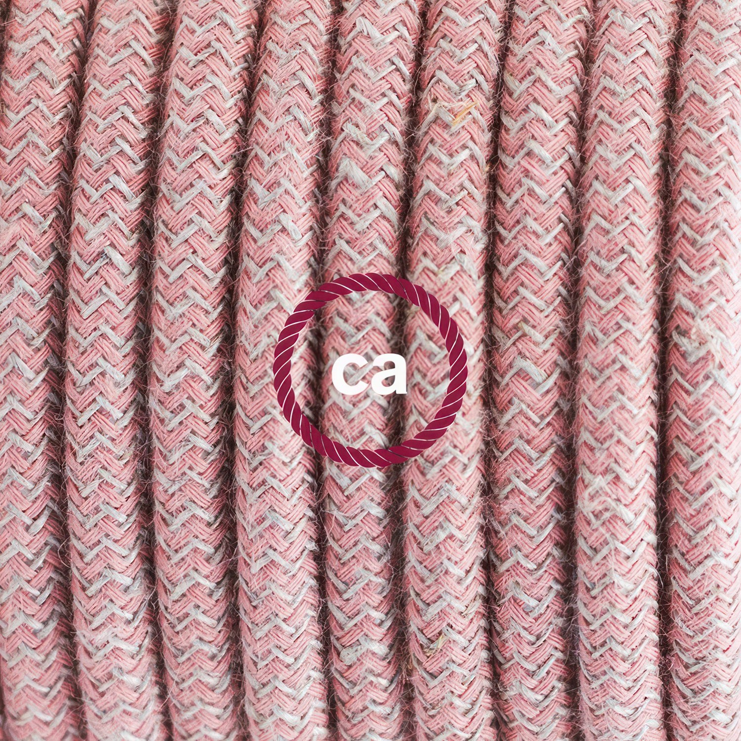 Lamp wiring, RD71 Ancient Pink ZigZag Cotton and Natural Linen 1,80 m. Choose the colour of the switch and plug.