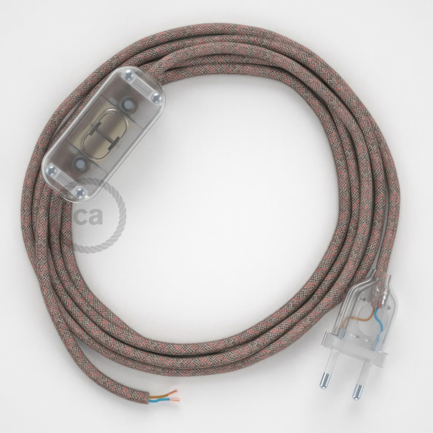 Cableado para lámpara, cable RD61 Algodón y Lino Rombo Rosa Viejo 1,8m. Elige tu el color de la clavija y del interruptor!