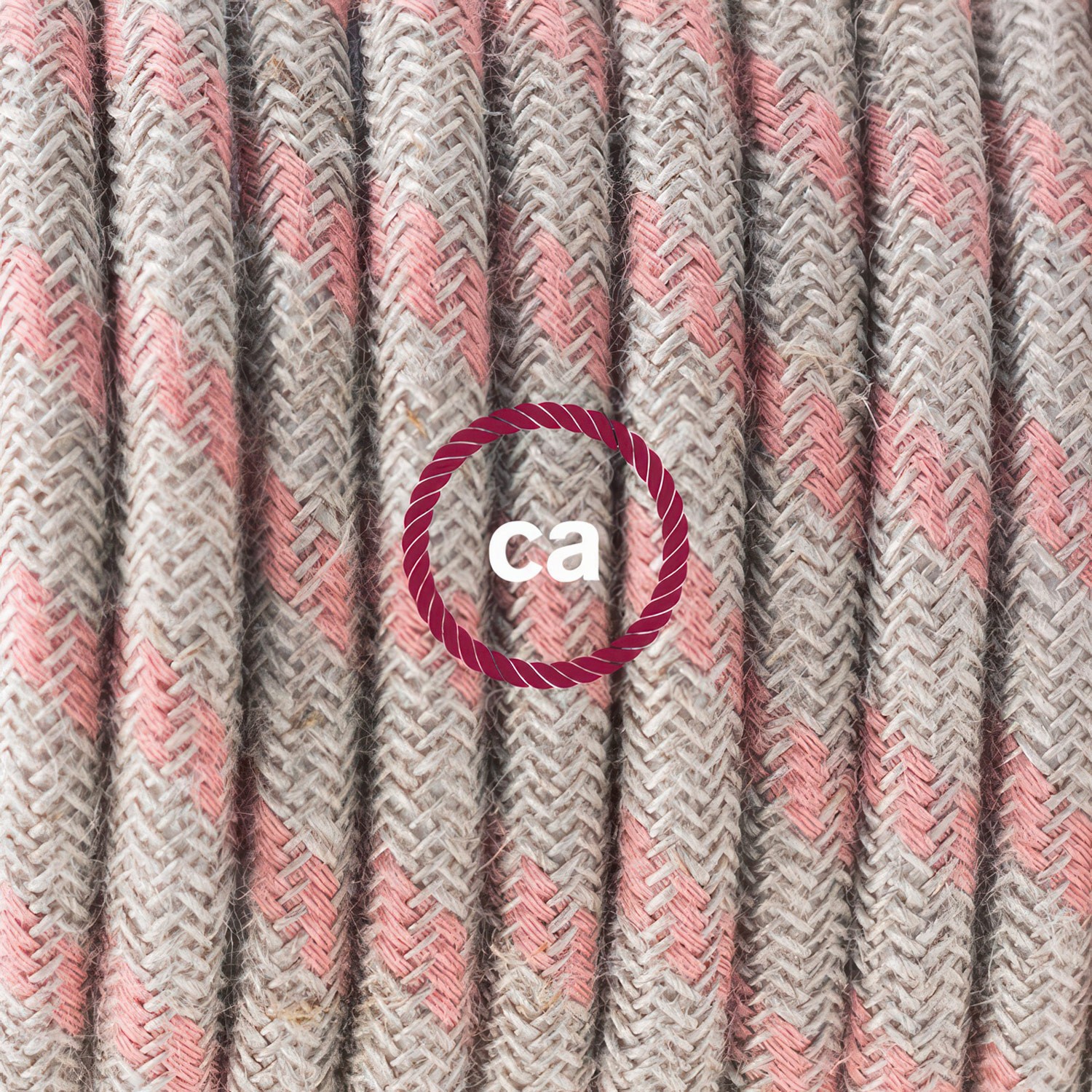 Lamp wiring, RD51 Ancient Pink Stripes Cotton and Natural Linen 1,80 m. Choose the colour of the switch and plug.