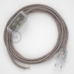 Cableado para lámpara, cable RD51 Algodón y Lino Stripes Rosa Viejo 1,8m. Elige tu el color de la clavija y del interruptor!