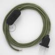 Lamp wiring, RD72 Thyme Green Stripes Cotton and Natural Linen 1,80 m. Choose the colour of the switch and plug.