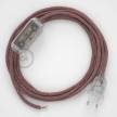 Cableado para lámpara, cable RS83 Algodón y Lino Natural Rojo 1,8m. Elige tu el color de la clavija y del interruptor!