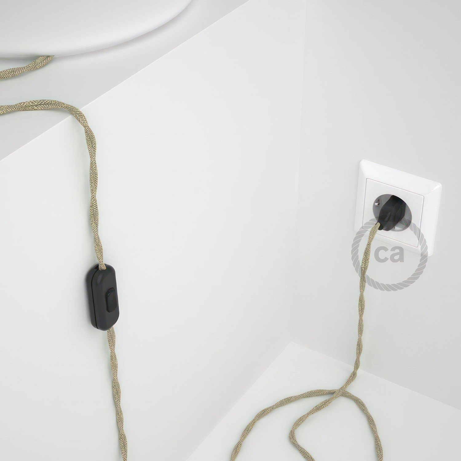 Lamp wiring, TN01 Neutral Natural Linen 1,80 m. Choose the colour of the switch and plug.