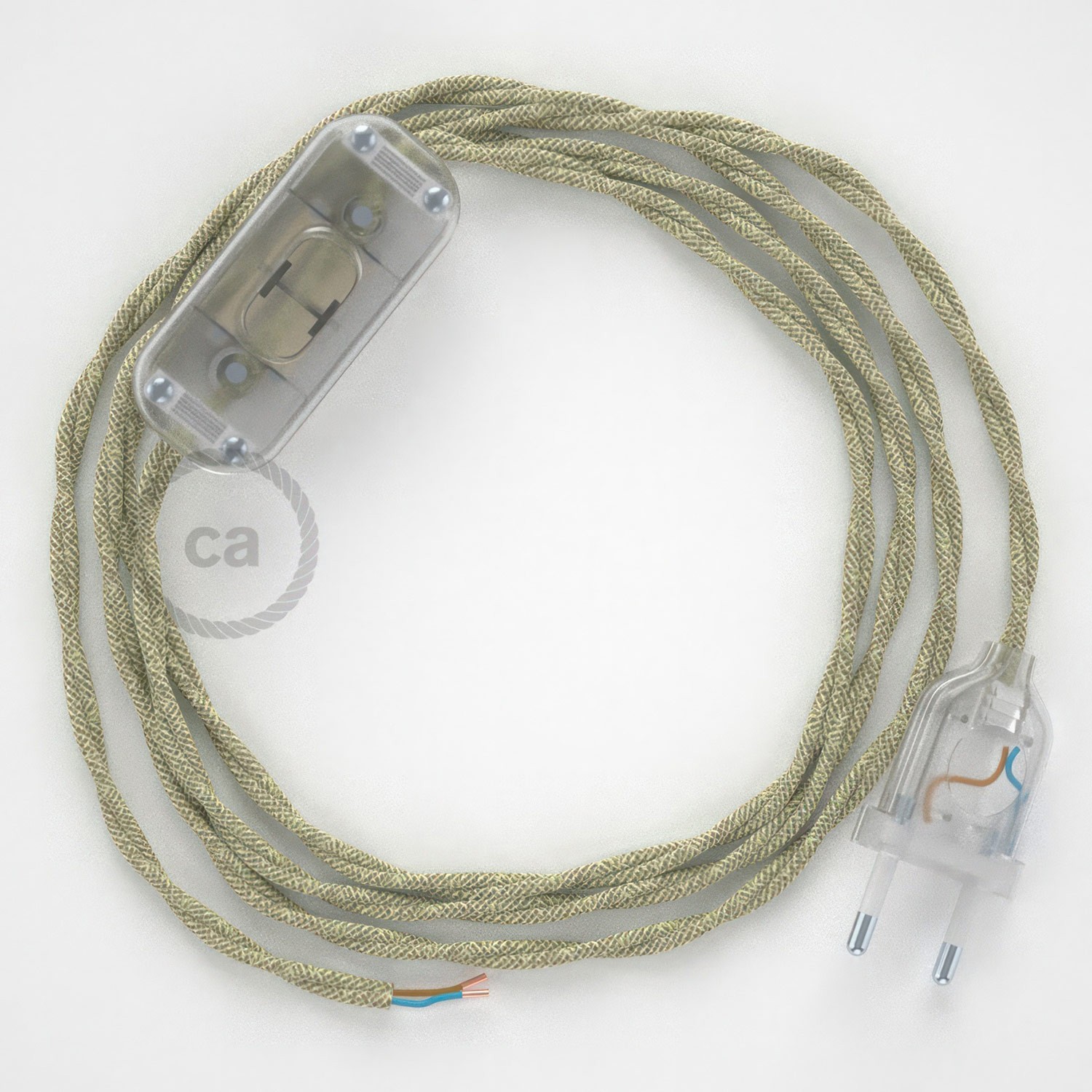 Cableado para lámpara, cable TN01 Lino Natural Neutro 1,8m. Elige tu el color de la clavija y del interruptor!