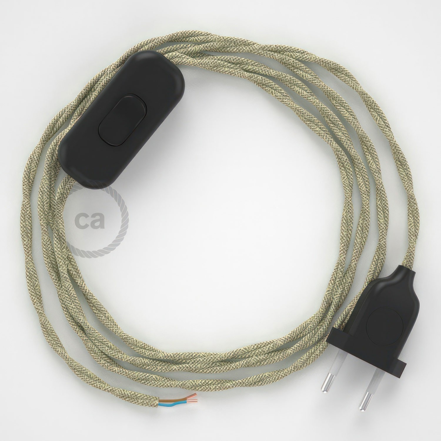 Cableado para lámpara, cable TN01 Lino Natural Neutro 1,8m. Elige tu el color de la clavija y del interruptor!