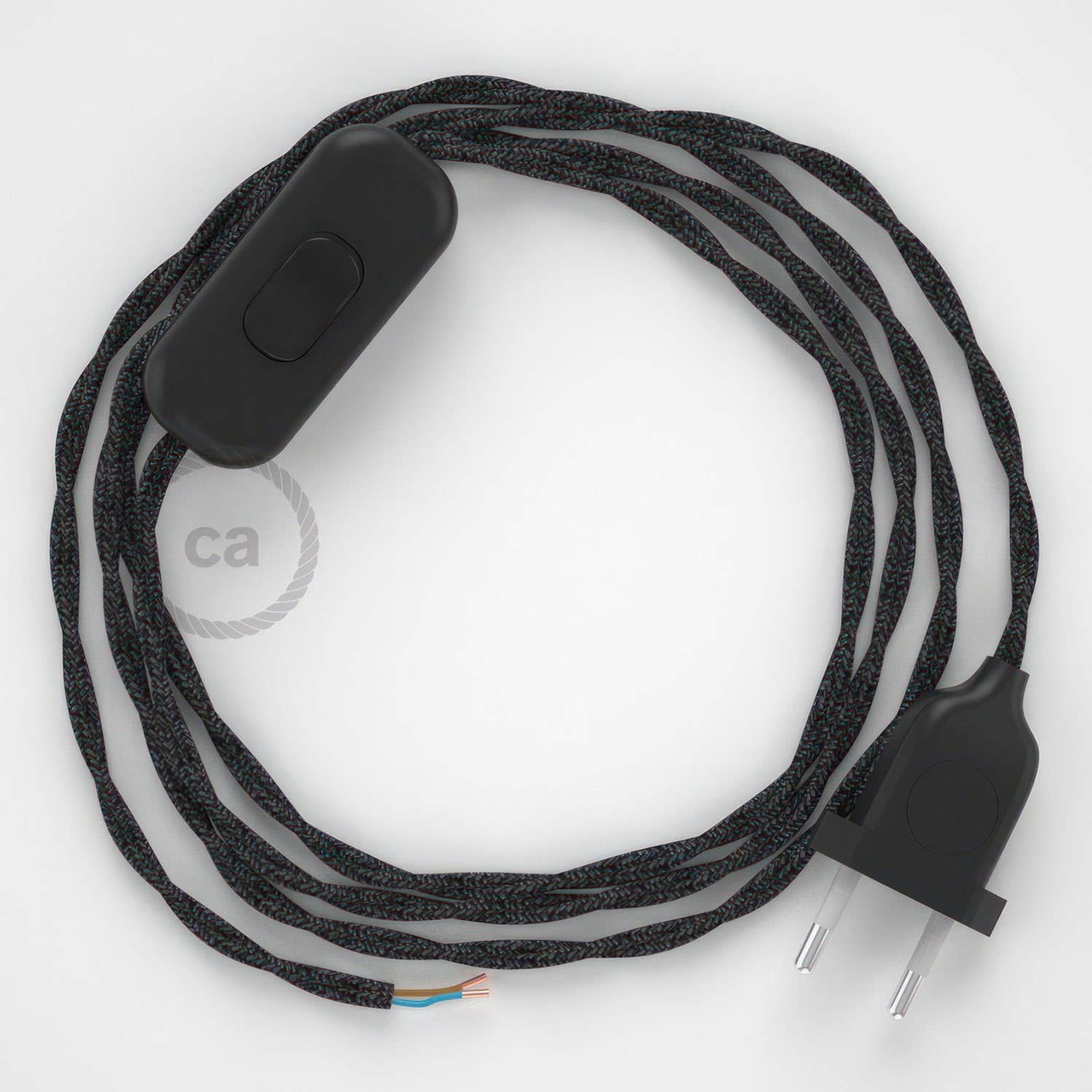 Cableado para lámpara, cable TN03 Lino Natural Antracita 1,8m. Elige tu el color de la clavija y del interruptor!