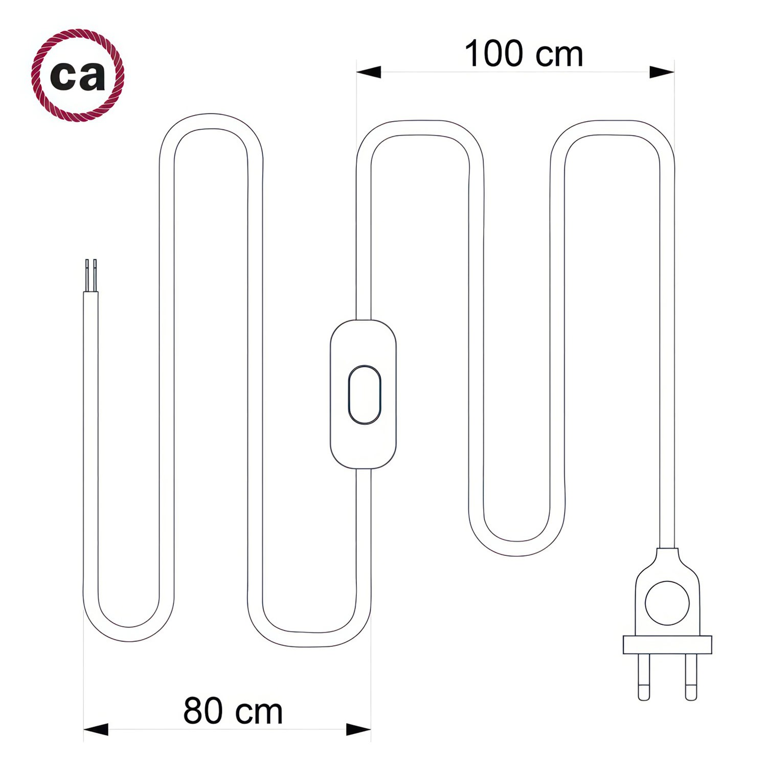 Cableado para lámpara, cable TN04 Lino Natural Marrón 1,8m. Elige tu el color de la clavija y del interruptor!