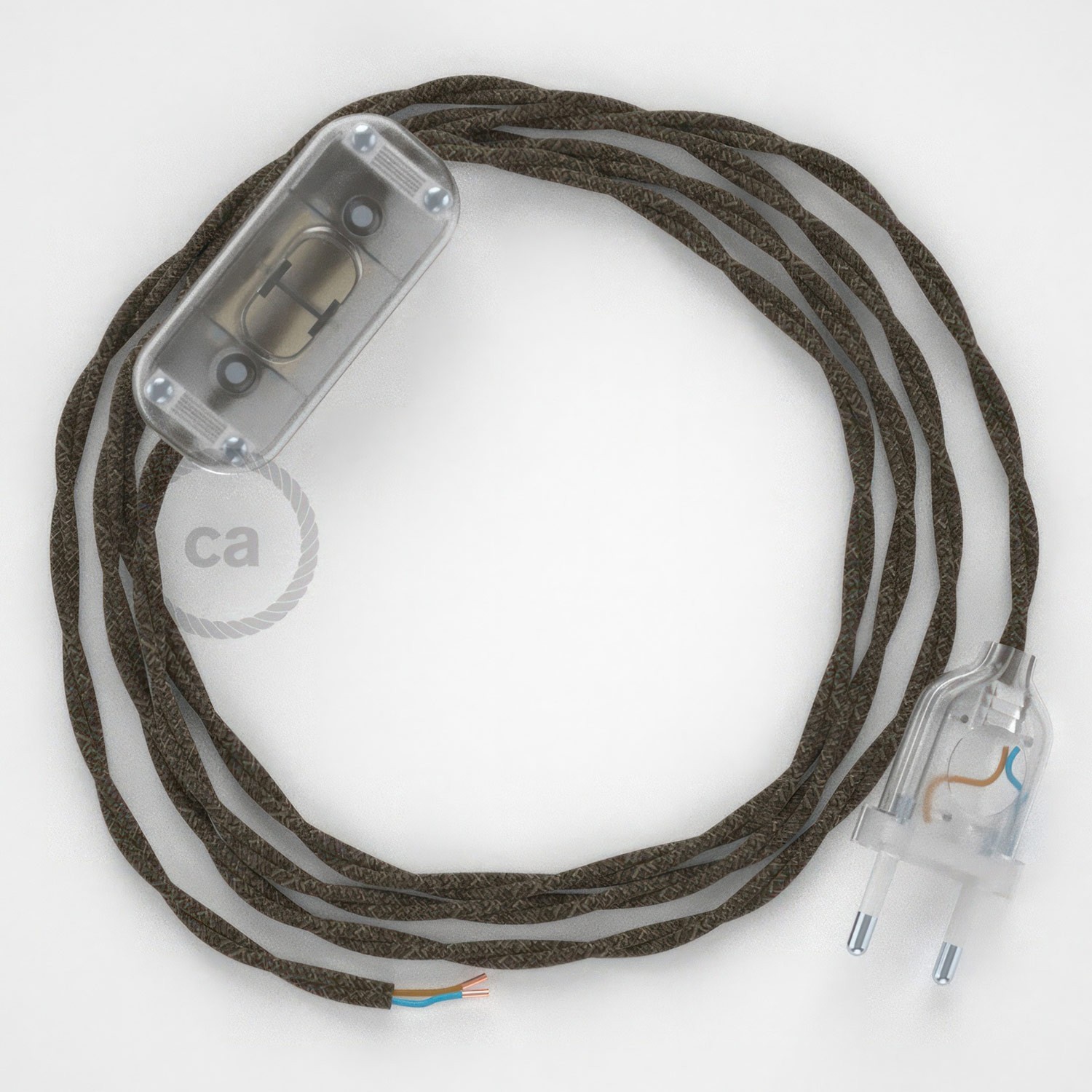 Cableado para lámpara, cable TN04 Lino Natural Marrón 1,8m. Elige tu el color de la clavija y del interruptor!