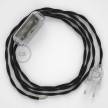 Cableado para lámpara, cable TC04 Algodón Negro 1,8m. Elige tu el color de la clavija y del interruptor!
