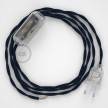 Cableado para lámpara, cable TM20 Efecto Seda Azul Oscuro 1,8m. Elige tu el color de la clavija y del interruptor!