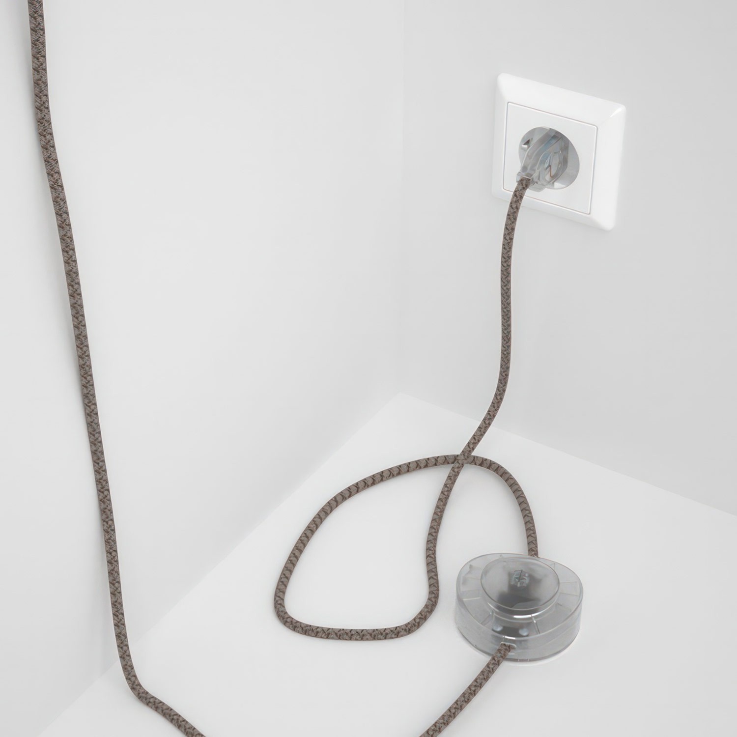 Wiring Pedestal, RD63 Bark Diamond Cotton and Natural Linen 3 m. Choose the colour of the switch and plug.