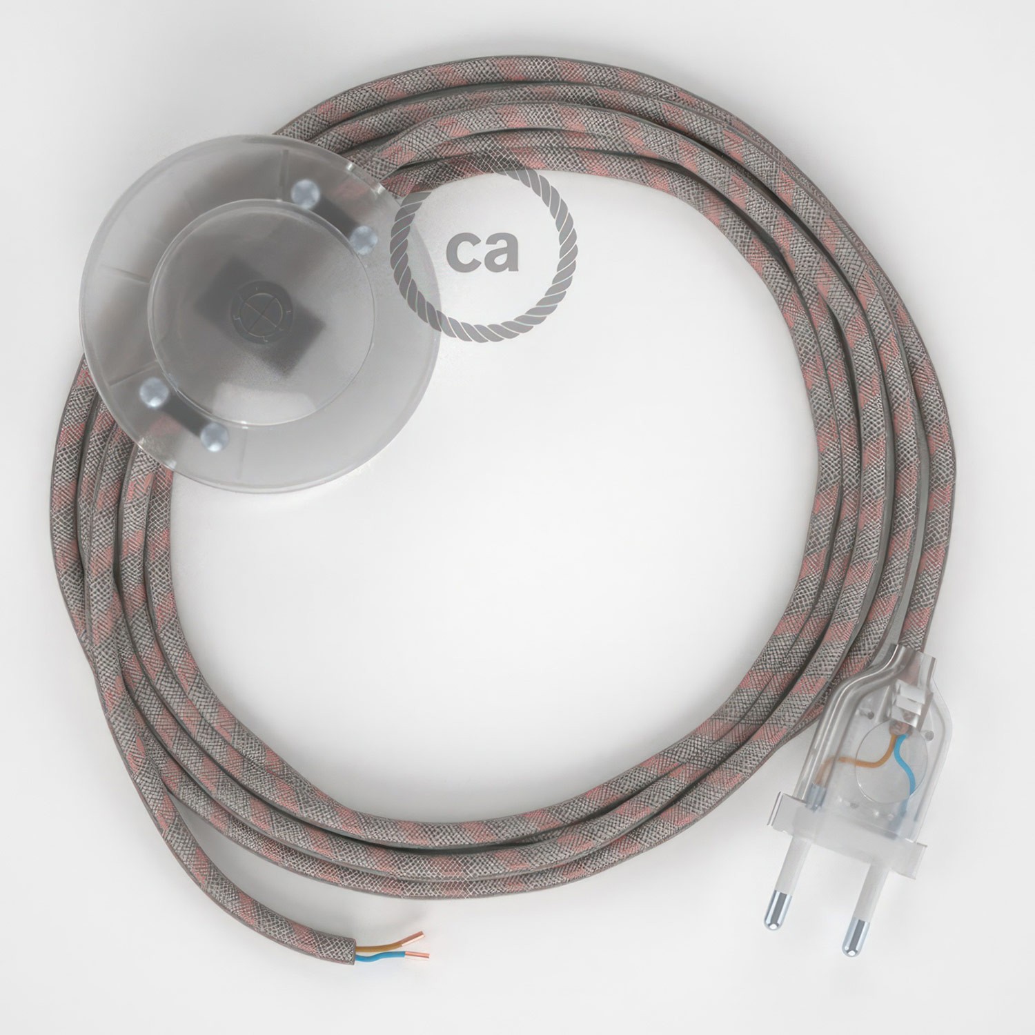 Cableado para lámpara de pie, cable RD51 Stripes Rosa Viejo 3 m. Elige tu el color de la clavija y del interruptor!
