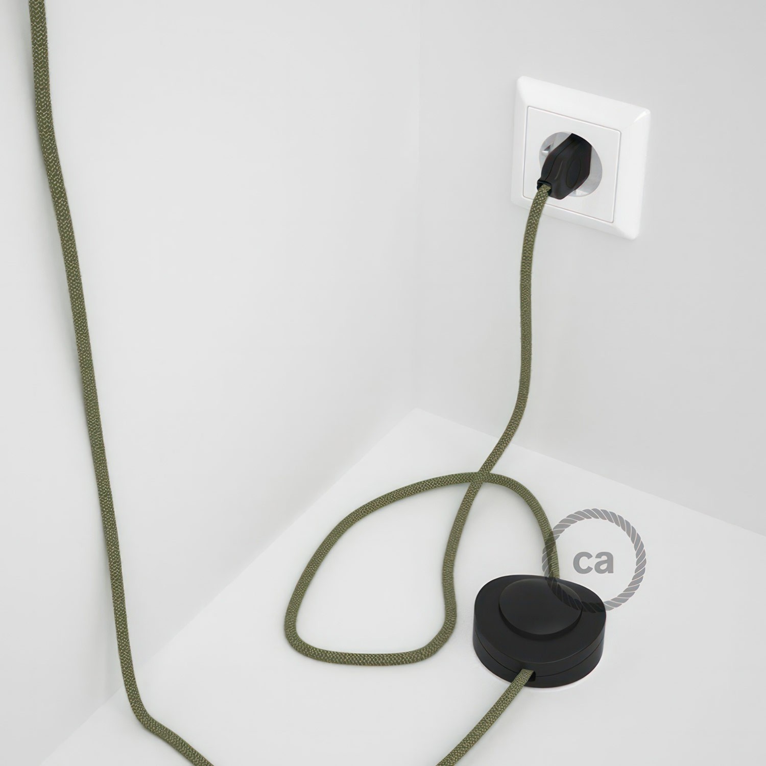 Cableado para lámpara de pie, cable RD72 ZigZag Verde Tomillo 3 m. Elige tu el color de la clavija y del interruptor!