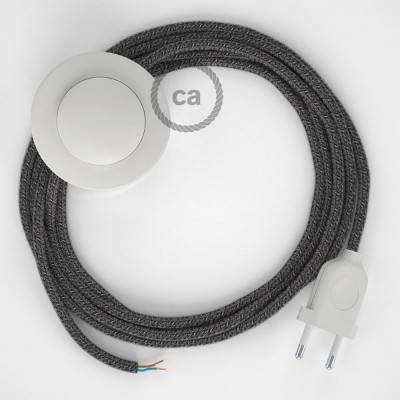Cableado para lámpara de pie, cable RS81 Algodón y Lino Natural Negro 3 m. Elige tu el color de la clavija y del interruptor!
