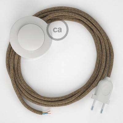 Cableado para lámpara de pie, cable RS82 Algodón y Lino Natural Marrón 3 m. Elige tu el color de la clavija y del interruptor!
