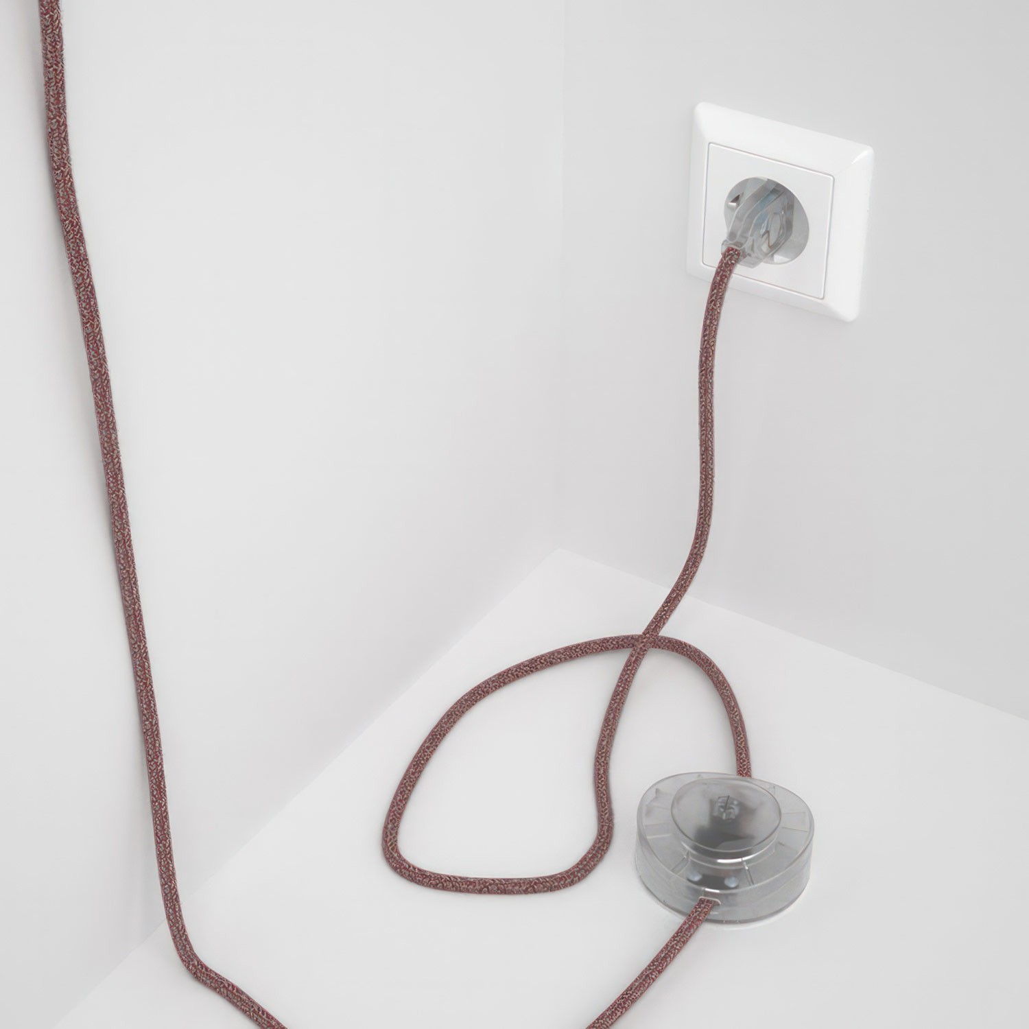 Wiring Pedestal, RS83 Red Cotton and Natural Linen 3 m. Choose the colour of the switch and plug.