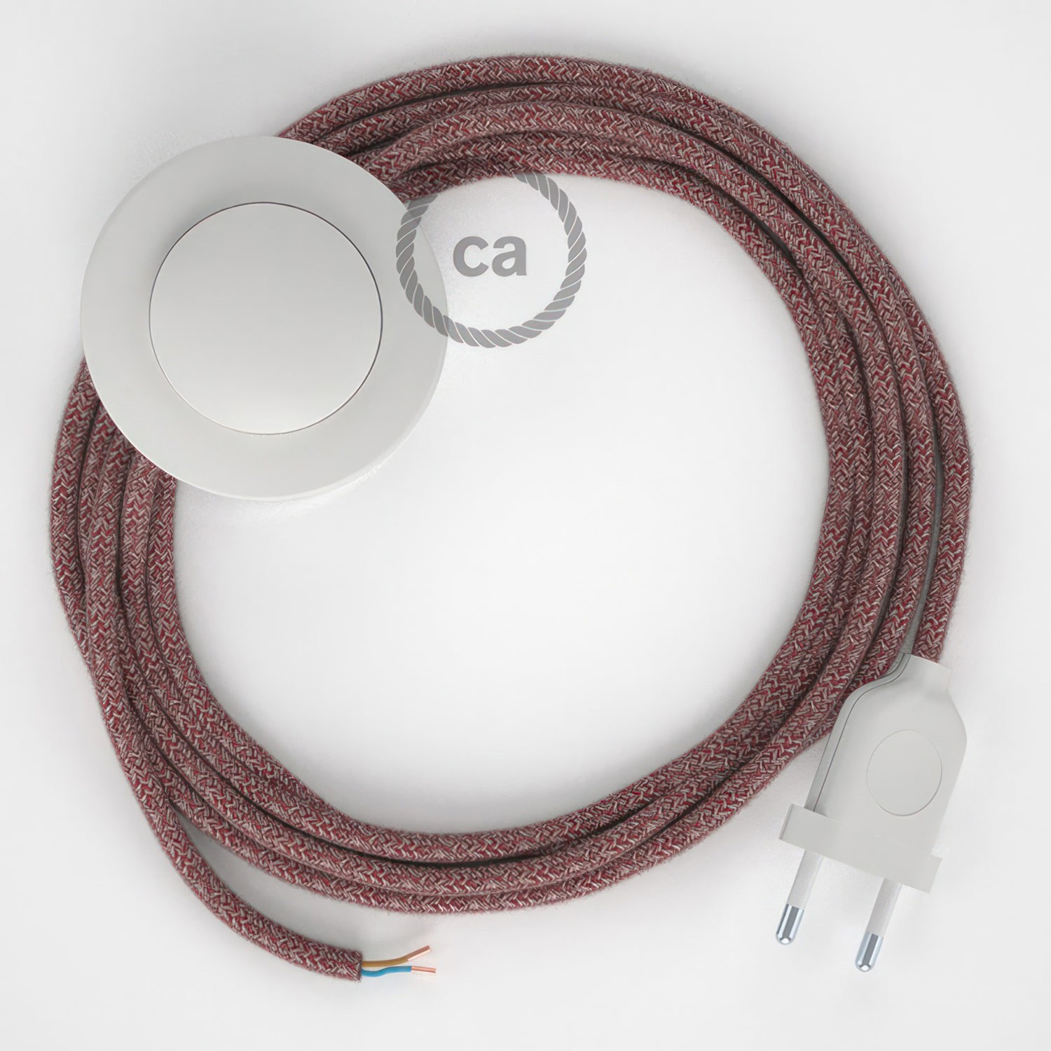 Wiring Pedestal, RS83 Red Cotton and Natural Linen 3 m. Choose the colour of the switch and plug.