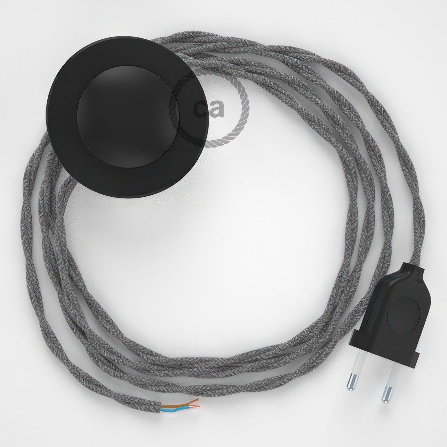 Cableado para lámpara de pie, cable TN02 Lino Natural Gris 3 m. Elige tu el color de la clavija y del interruptor!