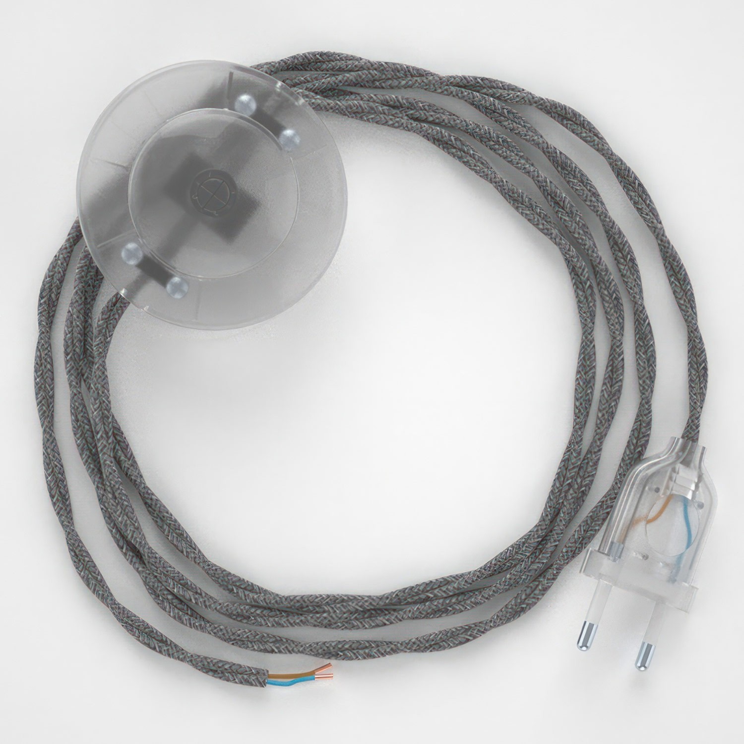 Cableado para lámpara de pie, cable TN02 Lino Natural Gris 3 m. Elige tu el color de la clavija y del interruptor!