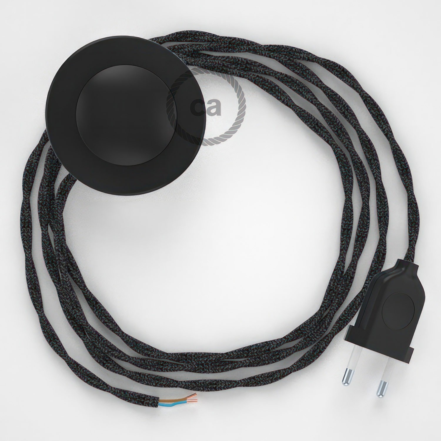 Cableado para lámpara de pie, cable TN03 Lino Natural Antracita 3 m. Elige tu el color de la clavija y del interruptor!