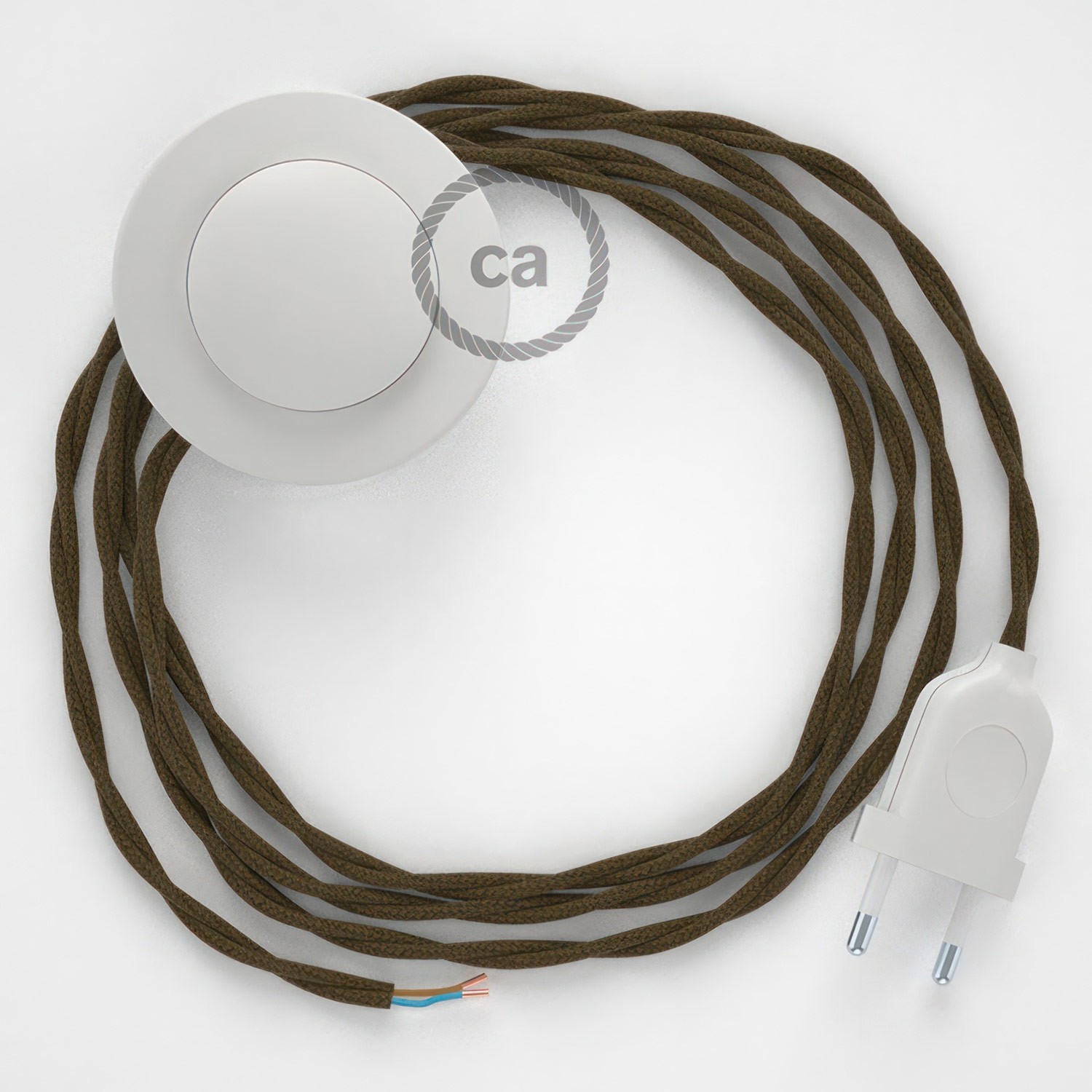 Wiring Pedestal, TC13 Brown Cotton 3 m. Choose the colour of the switch and plug.