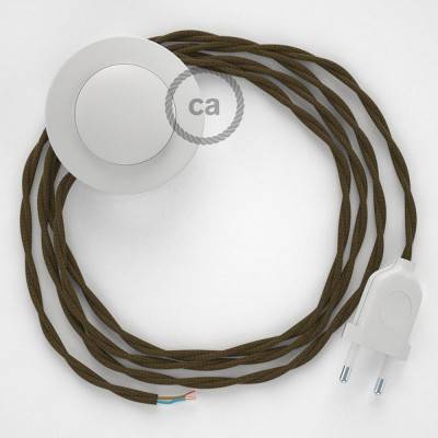 Cableado para lámpara de pie, cable TC13 Algodón Marrón 3 m. Elige tu el color de la clavija y del interruptor!
