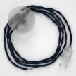 Cableado para lámpara de pie, cable TM20 Efecto Seda Azul Oscuro 3 m. Elige tu el color de la clavija y del interruptor!
