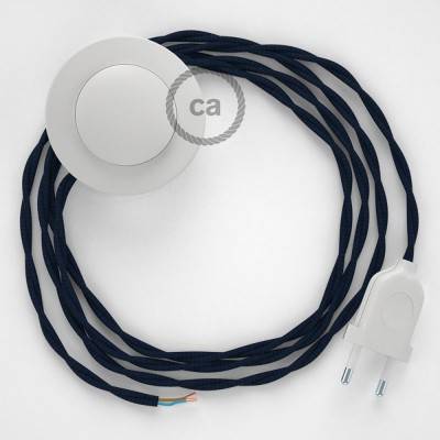 Cableado para lámpara de pie, cable TM20 Efecto Seda Azul Oscuro 3 m. Elige tu el color de la clavija y del interruptor!