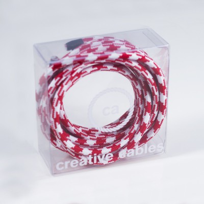 In a box Round Electric Cable covered by Rayon fabric Bicolored RP09 Red